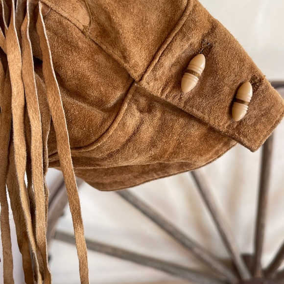 RALPH LAUREN Soft Camel Leather Western Fringed Jacket Bone Buttons Rare Sz 3x!! - Picture 6 of 14